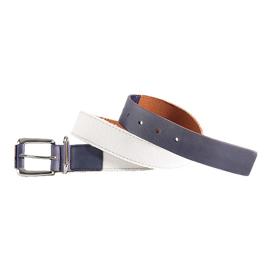 Cole Haan Port Clyde Belt Natural Canvas/Navy Outlet Coupons