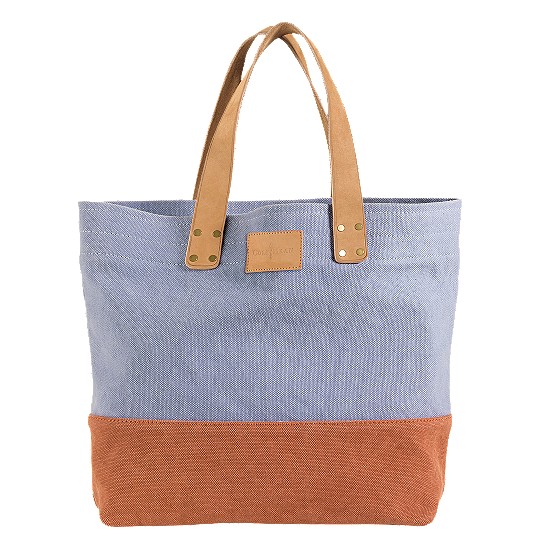 Cole Haan Kittery Point Tote Ashley Blue/Brunt Orange Canvas/Buff Outlet Coupons