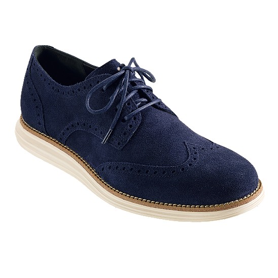 Cole Haan LunarGrand Wingtip Navy Suede Outlet Coupons