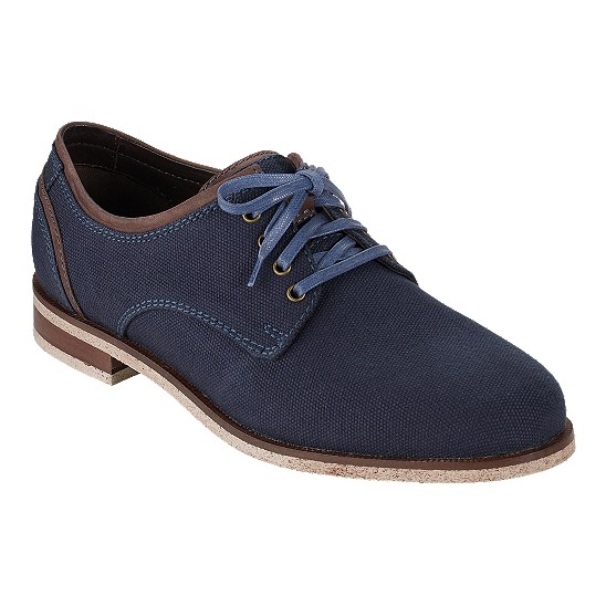 Cole Haan Boothbay Plain Oxford Navy Canvas/Mahogany Outlet Coupons