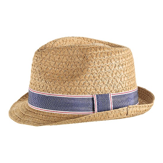 Cole Haan Straw Fedora Tan/Denim Blue Outlet Coupons