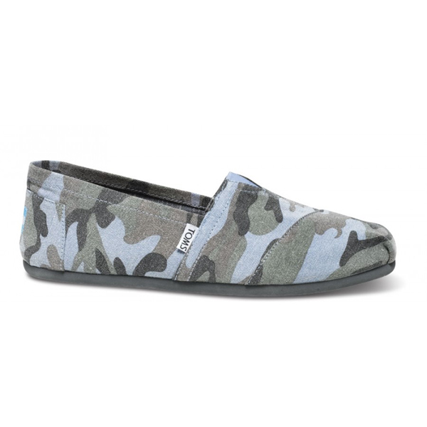 Toms Blue Camo Canvas Men Classics Outlet Coupons