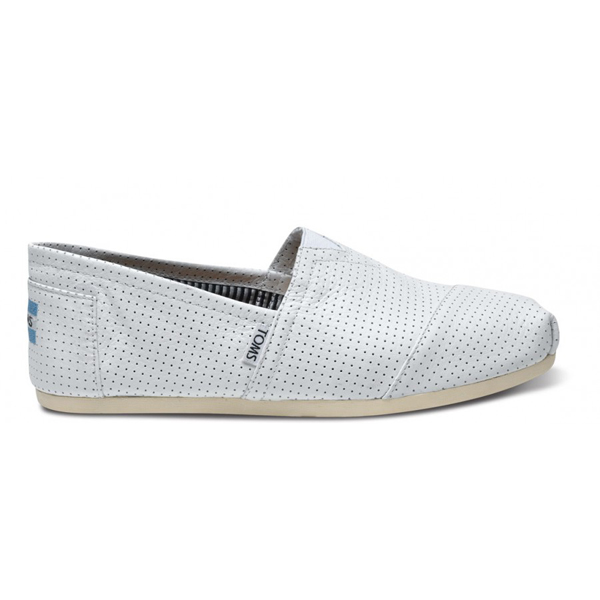 Toms Men White Perforated Leather Classics Outlet Coupons