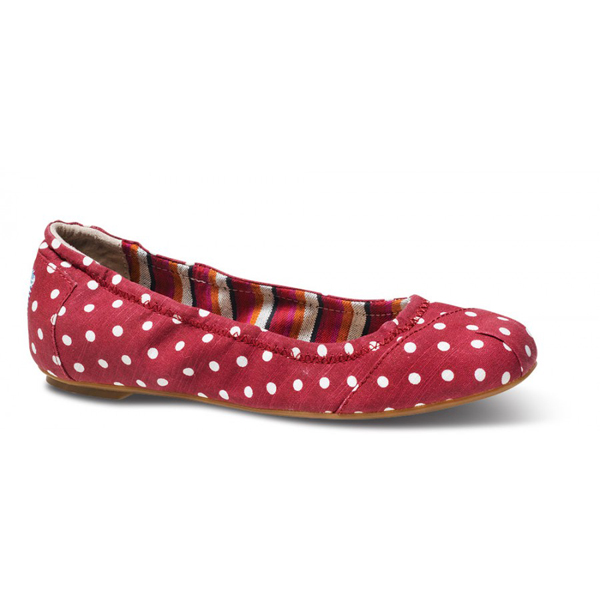 Toms Red Polka Dot Linen Ballet Flats Outlet Coupons