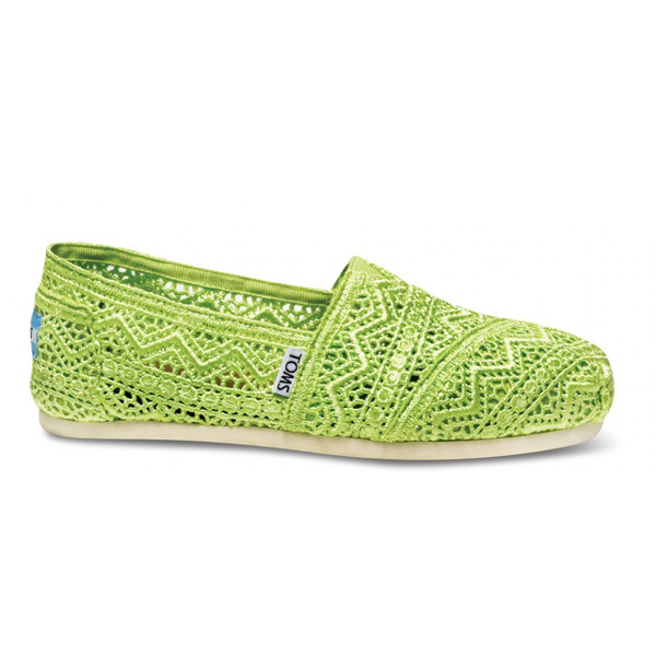 Toms Neon Lime Crochet Women Classics Outlet Coupons