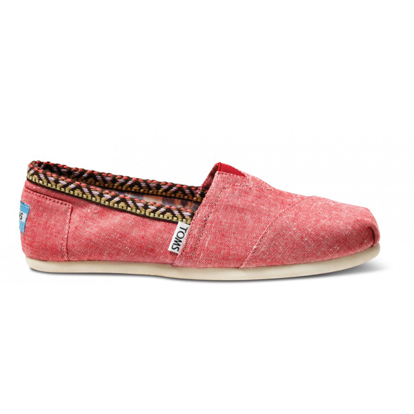 Toms Red Chambray Trim Women Classics Outlet Coupons