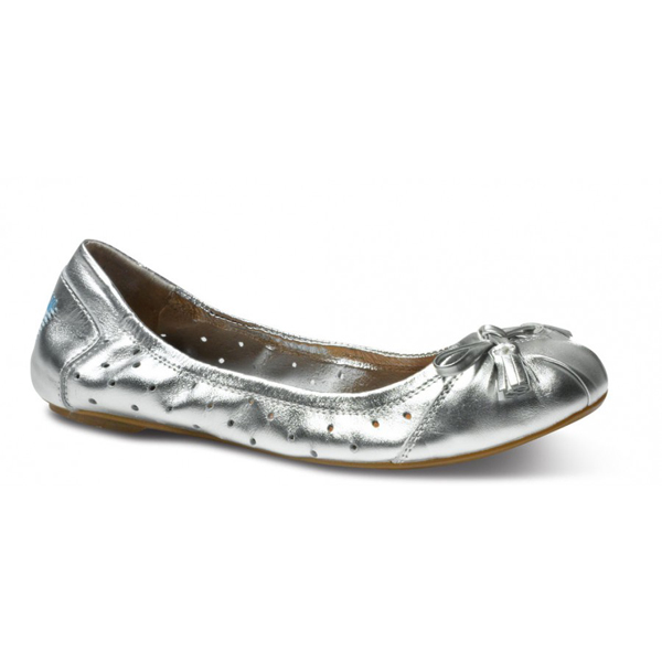 TOMS+ Perforated Metallic Silver Ballet Flats Outlet Coupons