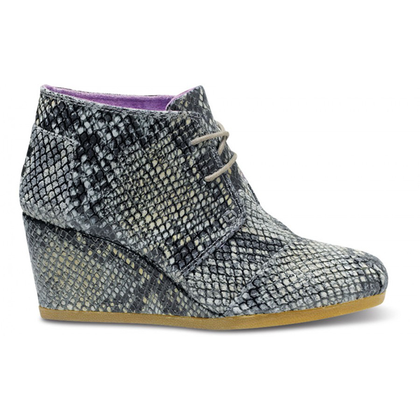 TOMS+ Grey Serpentine Women Desert Wedges Outlet Coupons