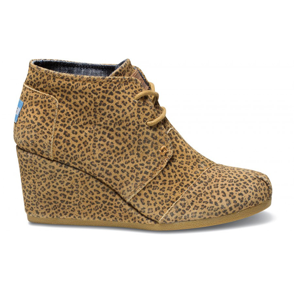 Toms Cheetah Suede Women Desert Wedges Outlet Coupons