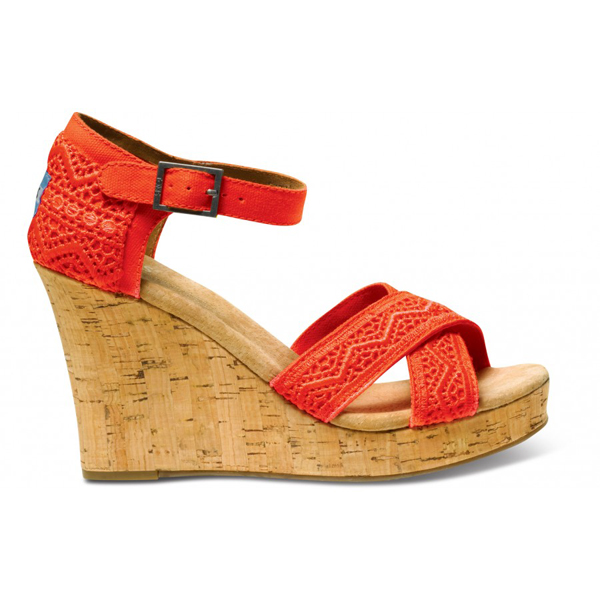 Toms Coral Crochet Women Strappy Wedges Outlet Coupons